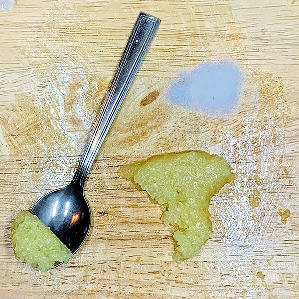 Garlic Paste on spoon